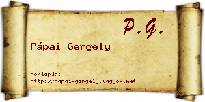 Pápai Gergely névjegykártya